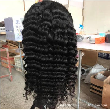Brazilian  vendor jewish wig Indian temple hair processed virgin hair deep wave full lace brazilian human hair wig